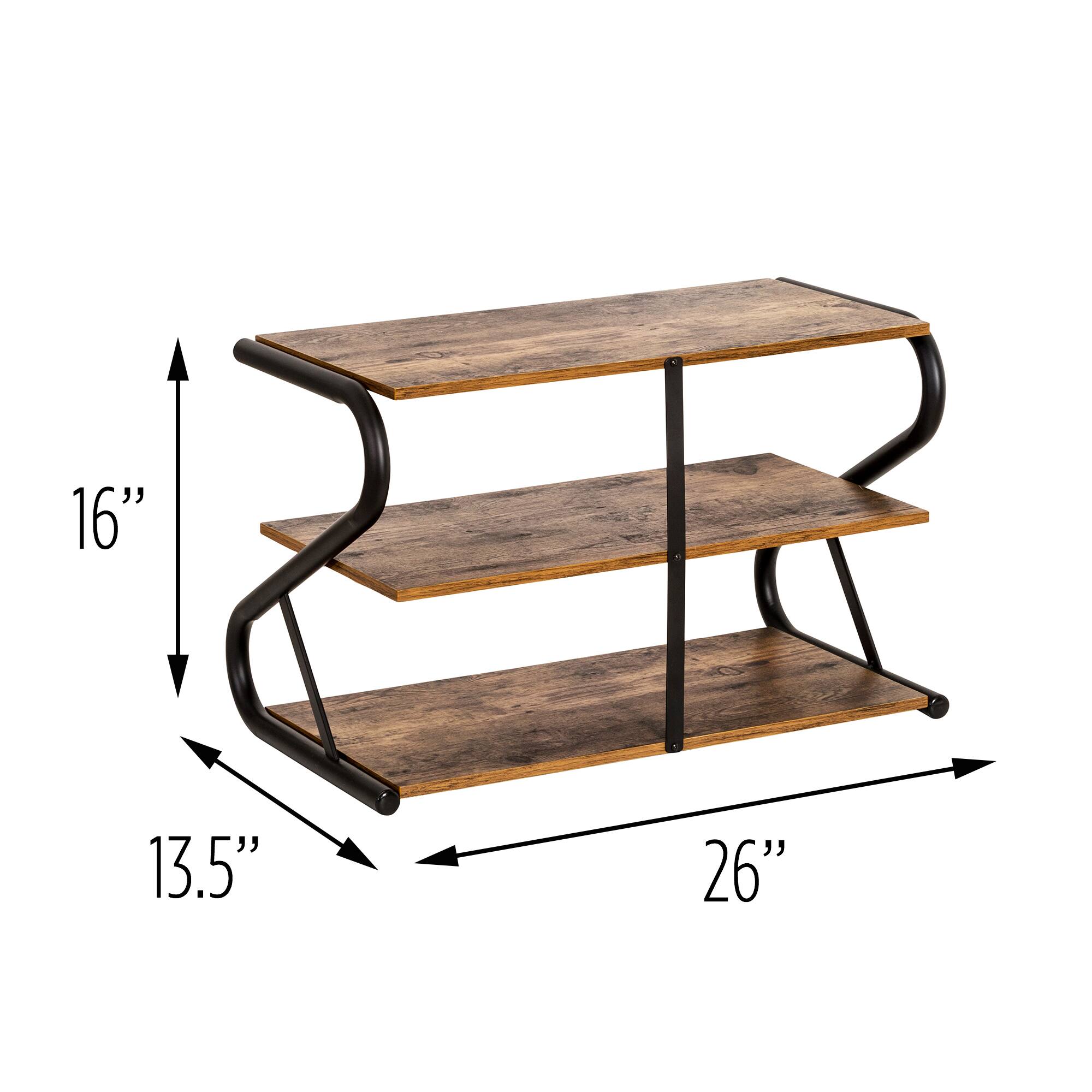 Honey Can Do 3-Shelf Z-Frame Wooden Shoe Rack With Matte Black Metal